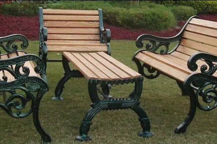 بیرونی بنچ، سیمنٹ کی لکڑی کی سبز زمین، لوہے کا بنا ہوا پارک بنچ ڈیفنس رایا، لاہور