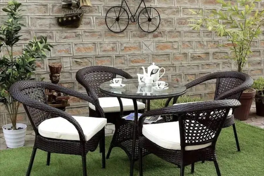 Rattan outdoor furniture, Patio Lawn garden chairs, hotel restaurant Azizabad, Bagh