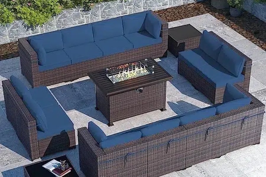 پیٹیو رتن صوفے، تین اور دو سیٹر، بیرونی باغ کے لان کی چھت واپڈا ٹاؤن، گوجرانوالہ