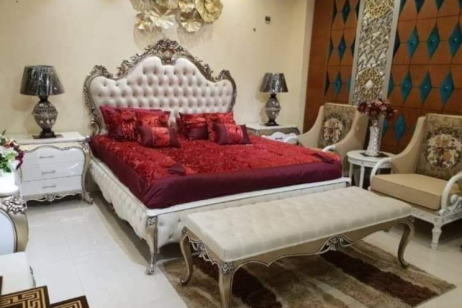 Bed with Sofa Set ( 2 Single Sofa) 1 sitting bench , 2 Side tables