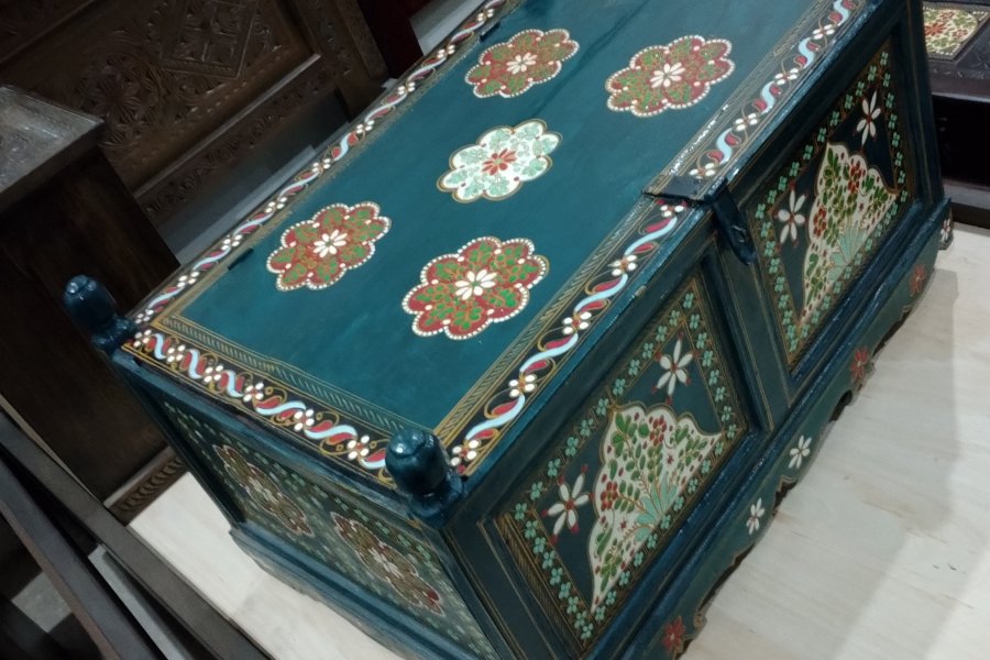Wooden Handcrafted and Designed Sandook for item Storage