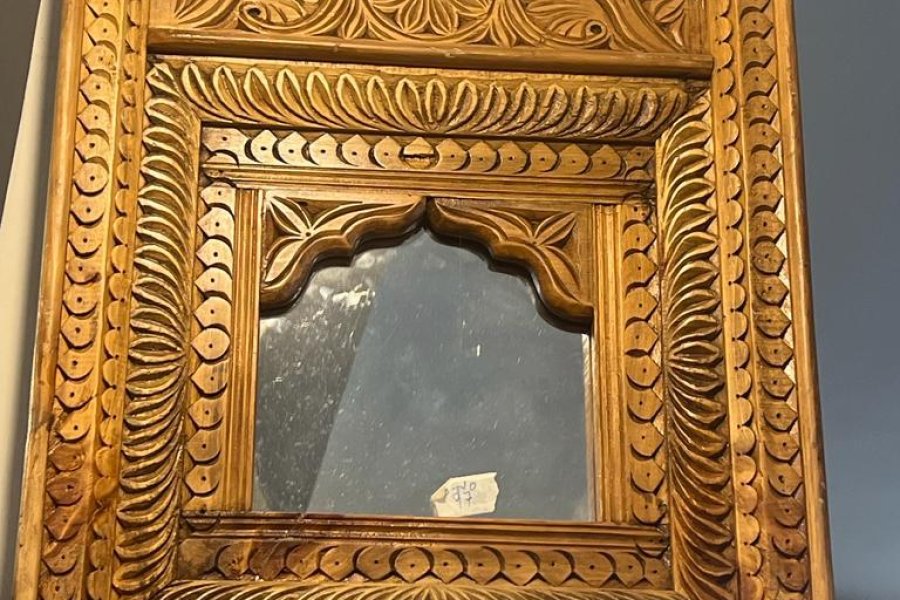 غسل/کمرے کے لیے ہاتھ سے تیار کردہ لکڑی کے فریم کا آئینہ