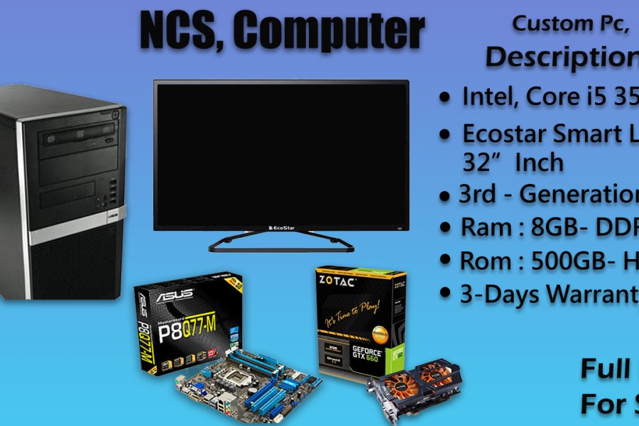 گیمنگ پی سی - جی ٹی ایکس 660 2 جی بی کے ساتھ i5 تھرڈ جنریشن ٹاور پی سی (کسٹم بلڈ)