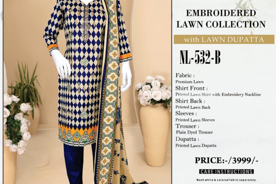 3 PCS EMBROIDERED SUIT