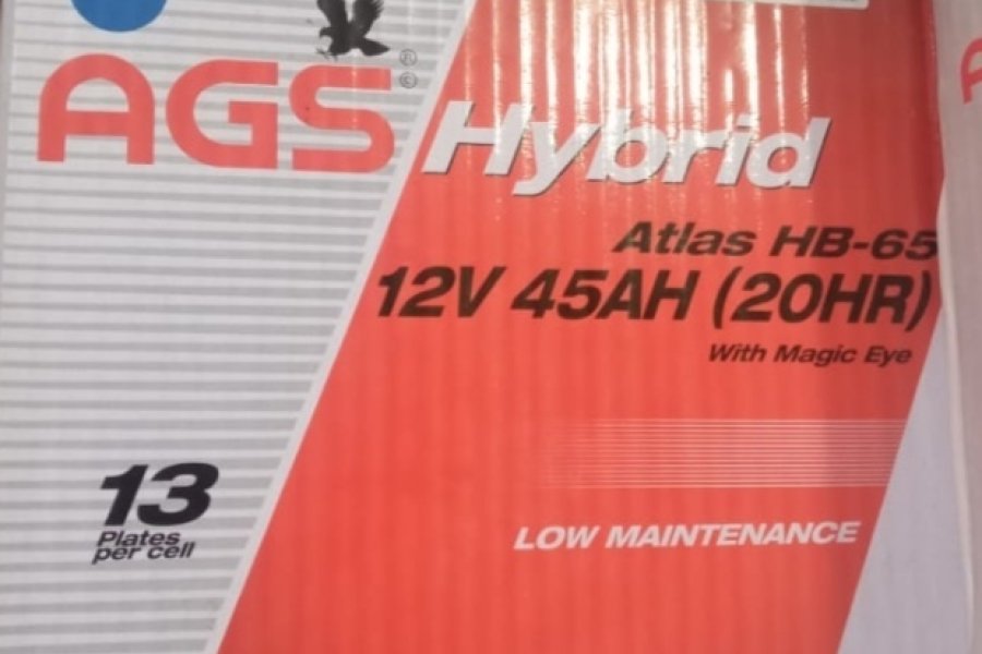 AGS Hybrid Atlas HB-65 (12V 45AH) کم دیکھ بھال والی بالکل نئی بیٹری