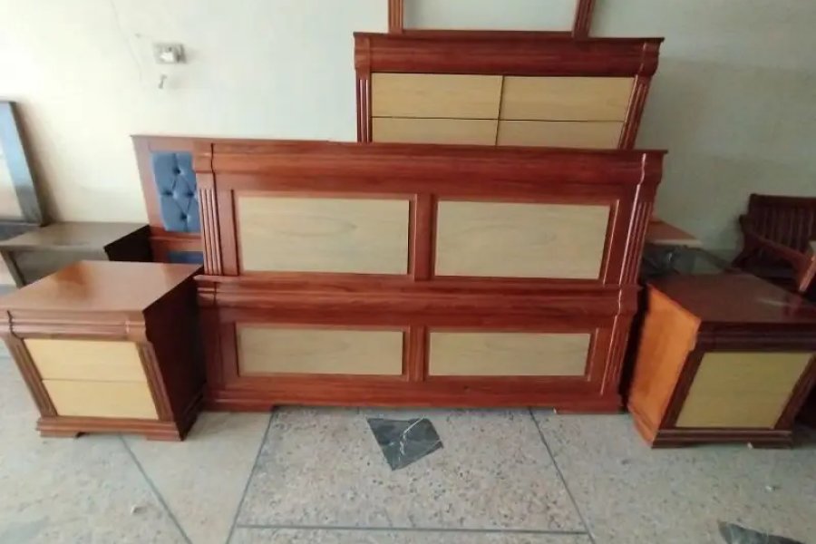 wooden bed set available