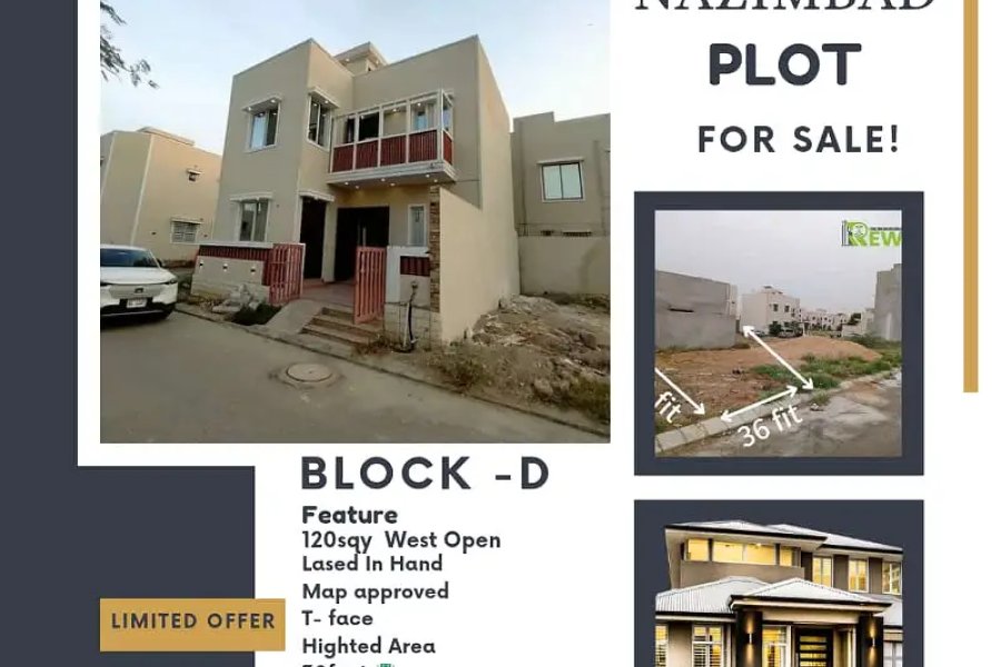 نیا ناظم آباد میں 120 مربع گز پلاٹ برائے فروخت