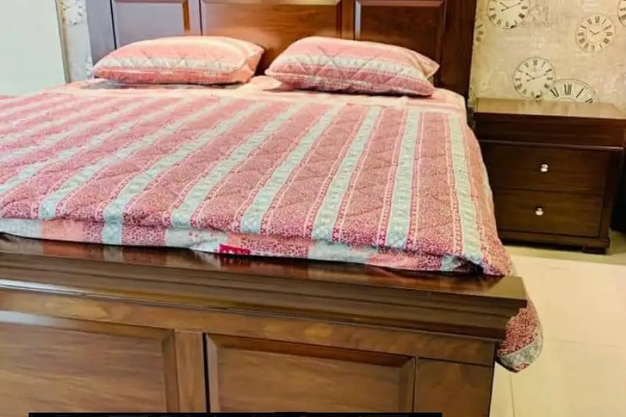 Bed set in shesham with side tables & Dressing table