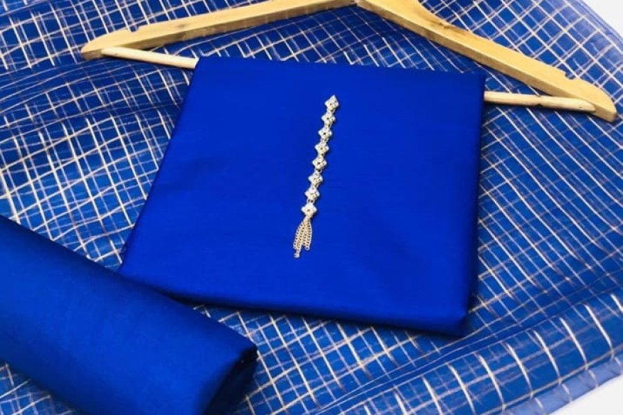 NEW ARRIVALS  Silk Fabric Plain Shirt, Trouser & Dupatta