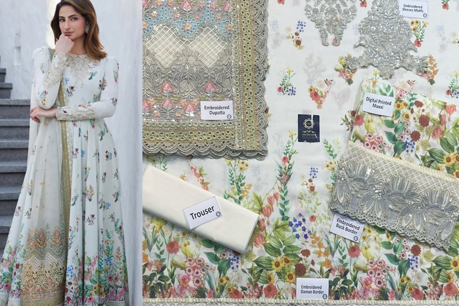 Faiza Saqlain Digital Printed Luxury Swiss Lawn Collection - Pearl Flora