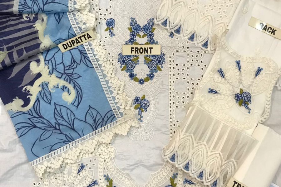 Cotton lawn Silk Suit by Brand &quot; Adan Libas&quot;