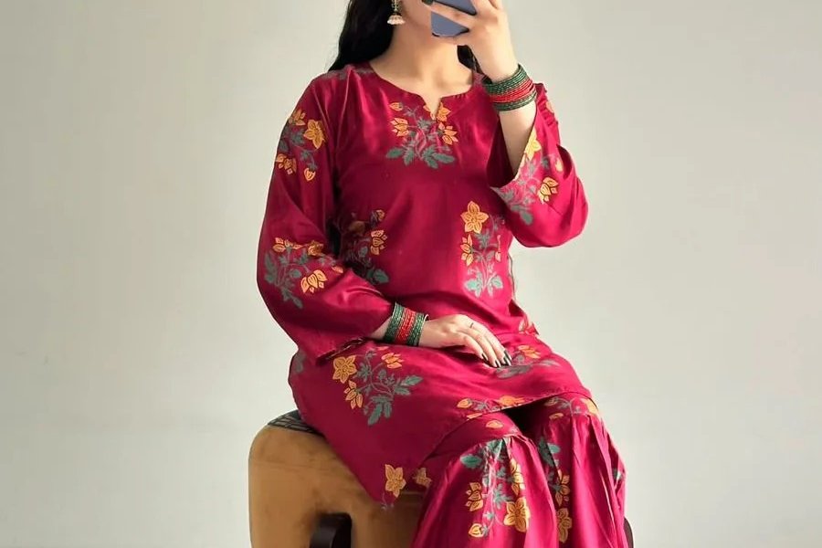 TWO PIECE SUITS (Fine Quality) Printed Shirt With Sharara  Summer Lilen (3D Print)