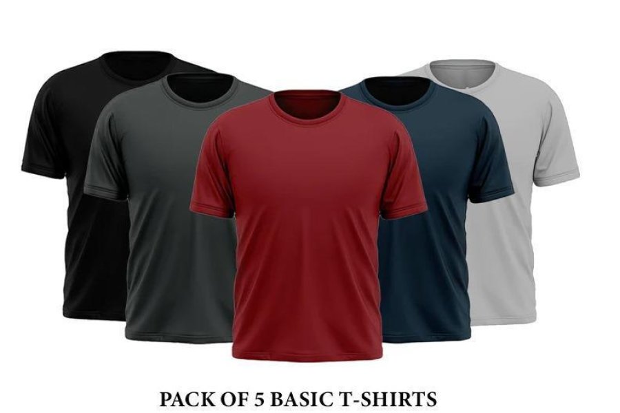 Pack of 5 Basic T Shirts ( Available in Different Sizes)