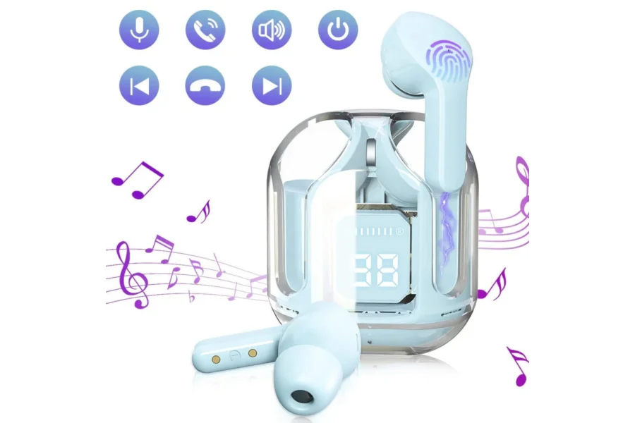 Air31 Earbuds Wireless Crystal Transparent Bluetooth 5.3 LED AirPods