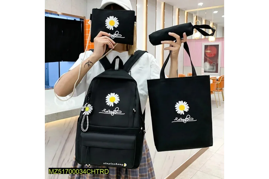 4 Pcs Floral Design Bag Set For Girls