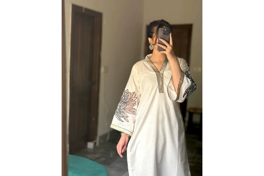 SUMMER LILEN STUFF WITH EMBROIDERY  2PC SET