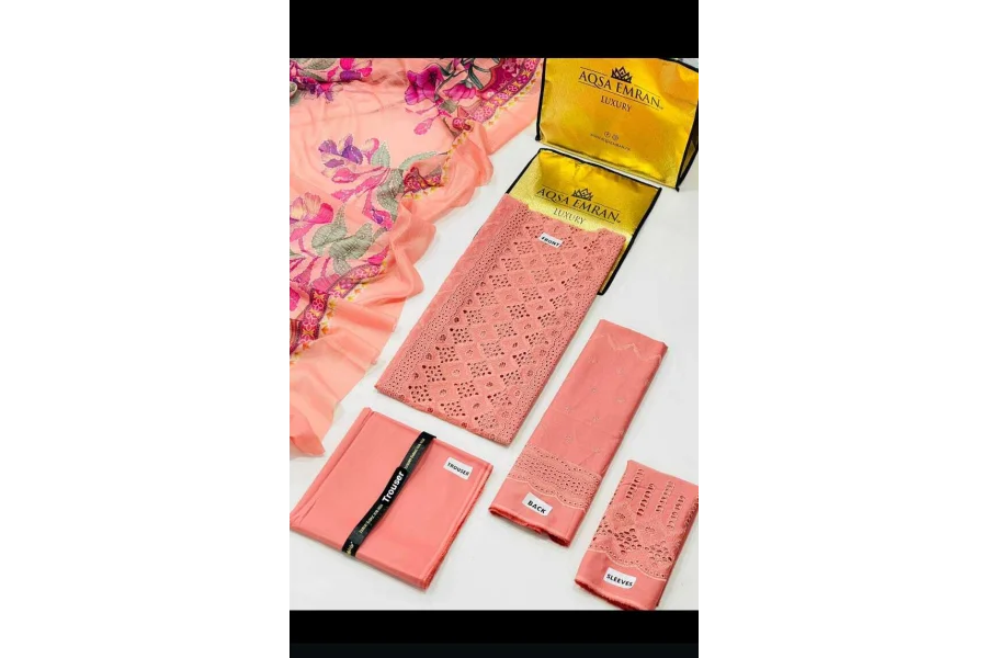 AQSA EMRAN LUXURY EMB SHIFLEE BORING WITH FANCY ZARI DUPPATA