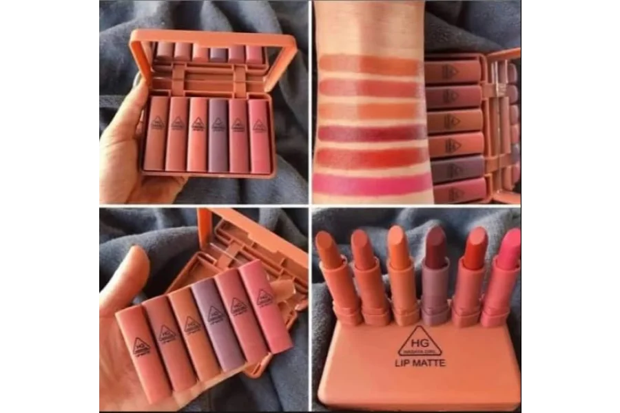 6 Mini Lipsticks Set Nude Shade lip Sticks Trendy Mini Lipstick