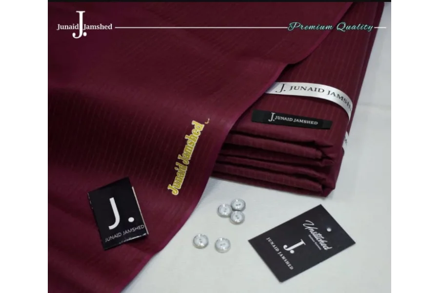 J. Khaddar Unstitched-maroon