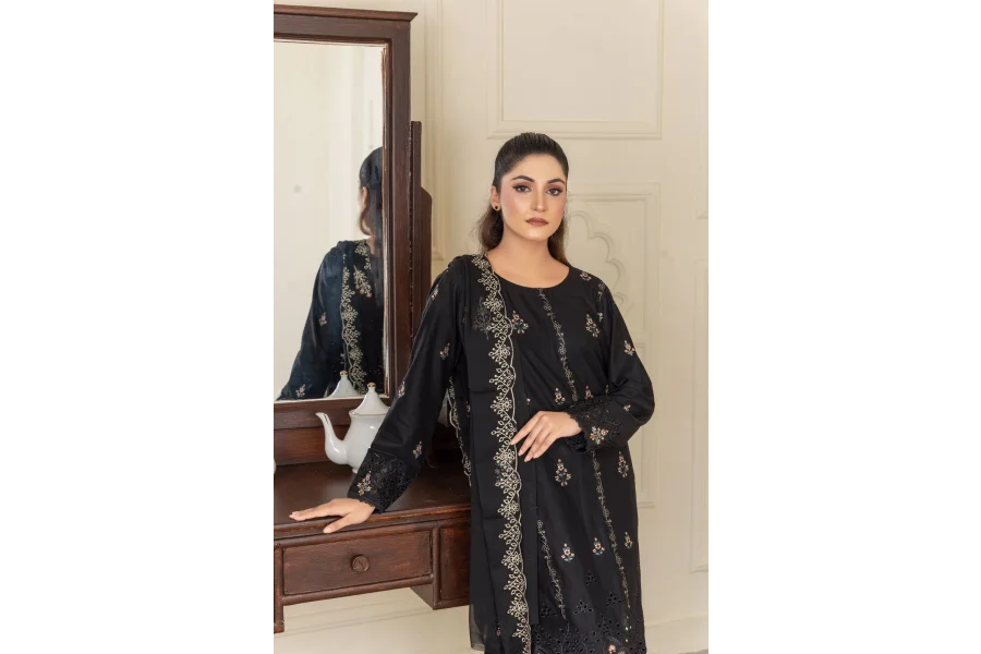 AYRA EMB اوریجنل برانڈ مڈ ونٹر کاٹن (سیاہ)