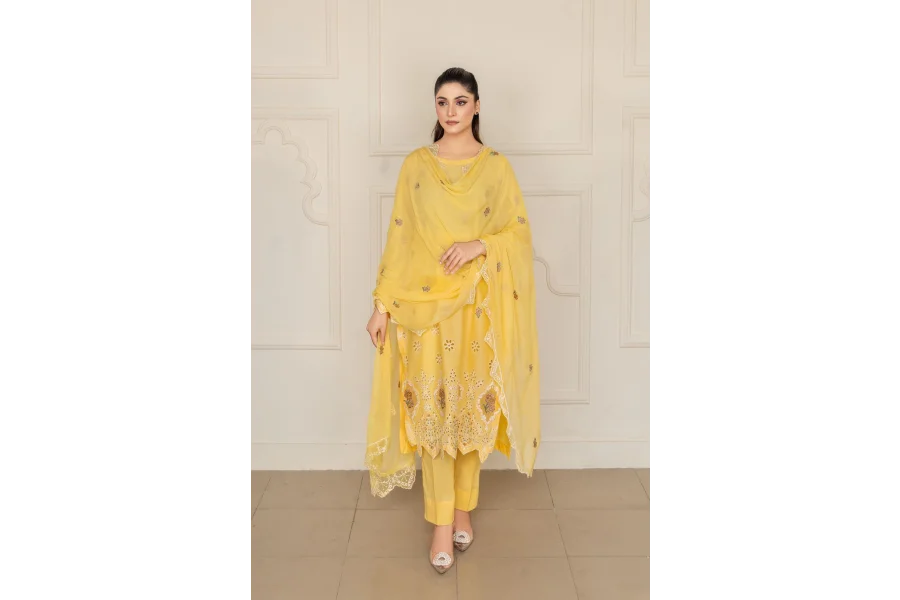 AYRA EMB اوریجنل برانڈ مڈ ونٹر کاٹن (پیلا)