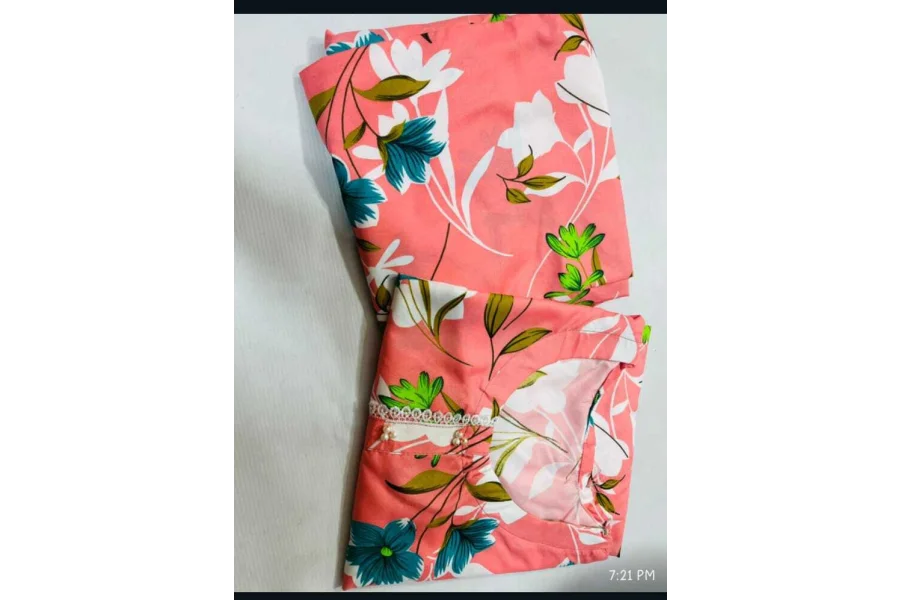 2 پیس اروما کرسٹل کاٹن سوٹ (گلابی)