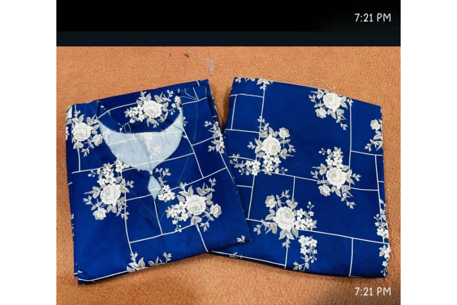 2 پیس آرما کرسٹل کاٹن سوٹ (نیلے)