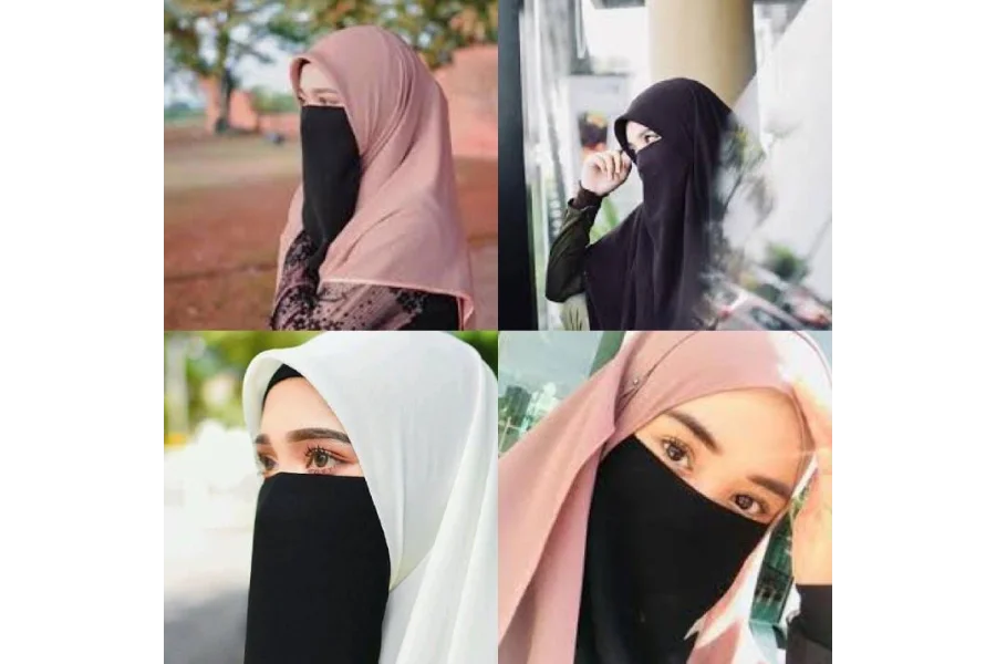 انڈر حجاب کیپ کے ساتھ 1 پی سی لچکدار نقاب