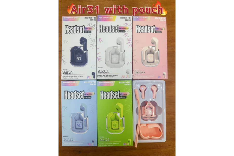 Air31 Earbuds With Pouch Wireless Crystal Transparent Bluetooth Airpod