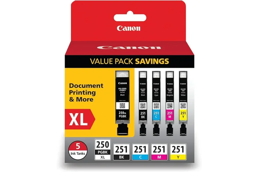 Canon PGI-250 XL / CLI-251 5-Pack Ink Cartridge Tank Value Pack