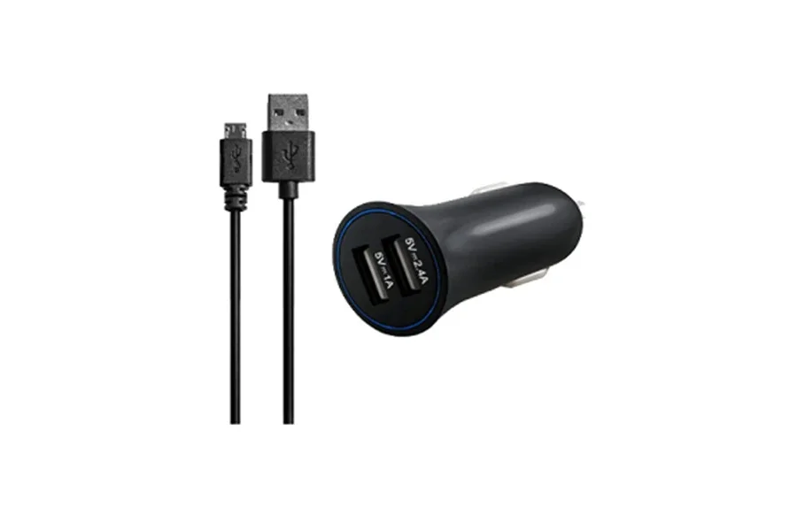 مائیکرو USB کنیکٹر کے ساتھ کلیدی کار چارجر 3.4A ڈوئل