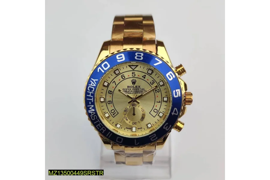 Men's Golden Quartz Watch with Chain Strap - 1 Pc