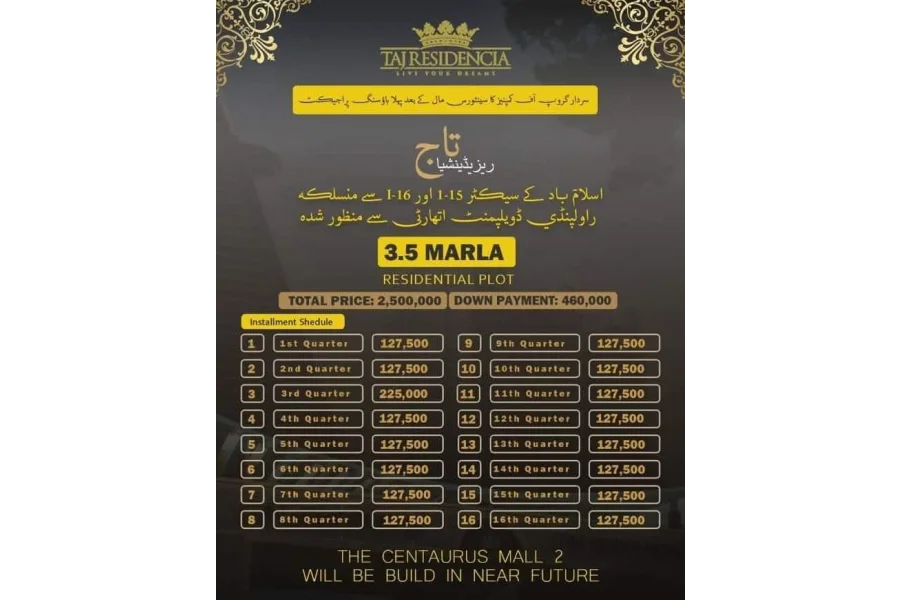 3.5 Marla Plot in Taj Residentia