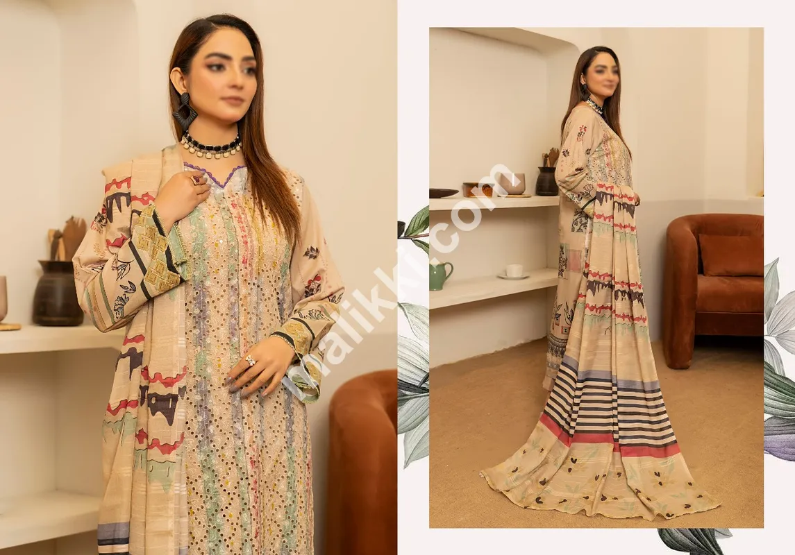 3 PC Embroidered Unstitched Suit Gulkari bu LAIBAA