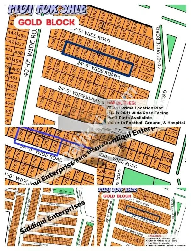 L-1790-92 80 Sq. Yard Plot for Sale, Gold Block