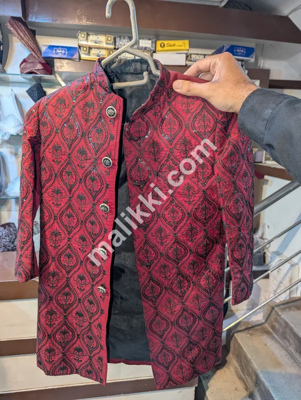 Red & Black Kids Sherwani