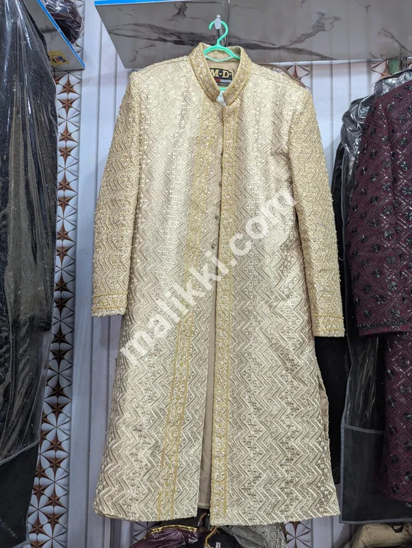 Golden Color Groom Sherwani