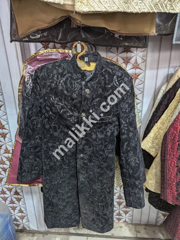 Black Embellished Sherwani for Groom 