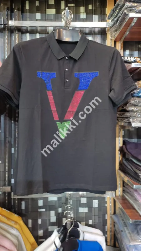 Cool Imported T Shirt Black with V Letter