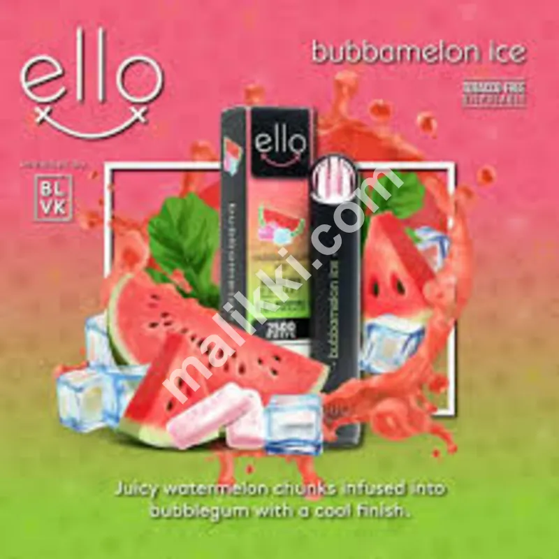Blvk Ello Disposable 3500 Puffs Bubbamelon Ice 5% 1 Unit