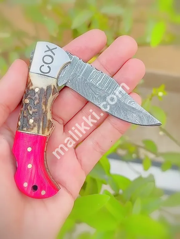 Handmade  Damascus folding Stainless steel knife 