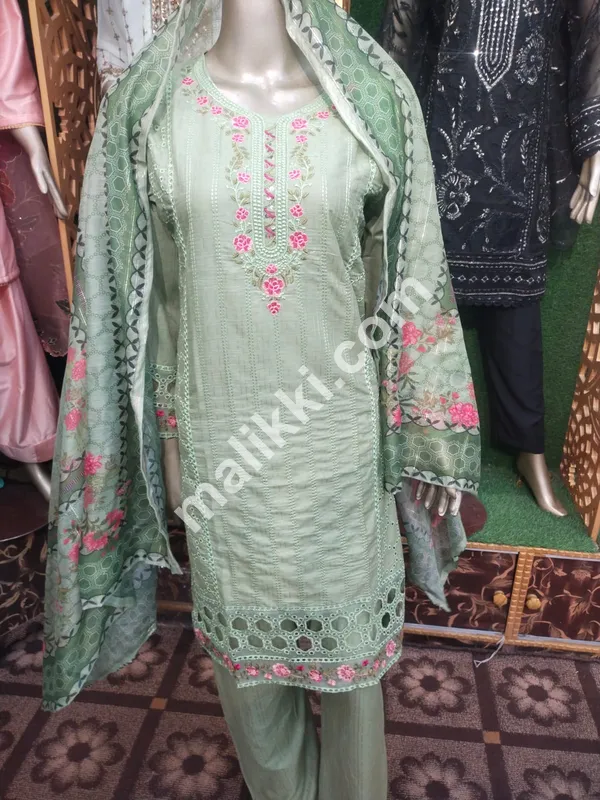 3 Piece Cotton Embroidery Dress