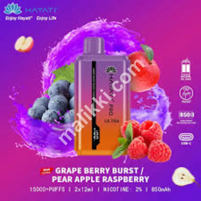 Hayati Pro Ultra Disposable 15K Puff Grape Berry Burst / Pear Apple Raspberry