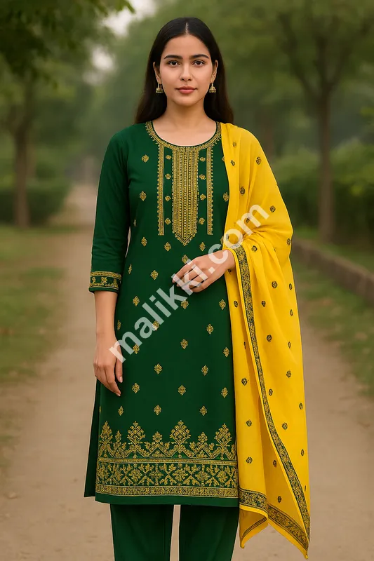 Embroidered Cotton Unstitched Suit Set (3 Pcs)