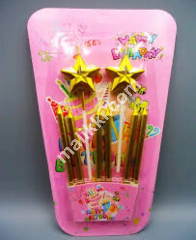 6 Pcs Candles for Birthday Cake - Golden Decorative Candles