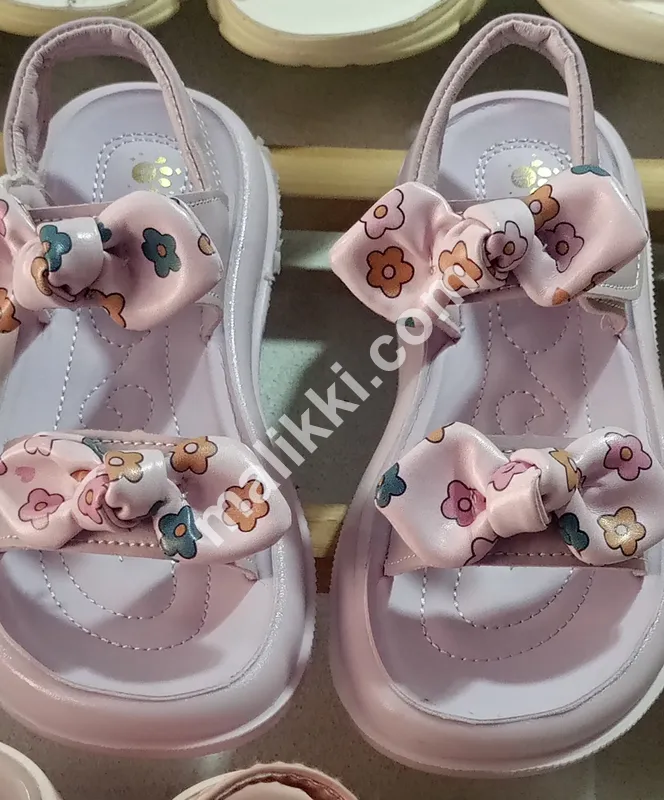 Pink Sandal For Girls with Floral Ribbon
