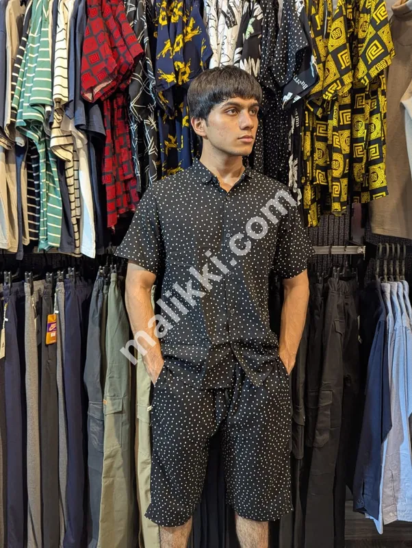Linen Black Dotted Tracksuit