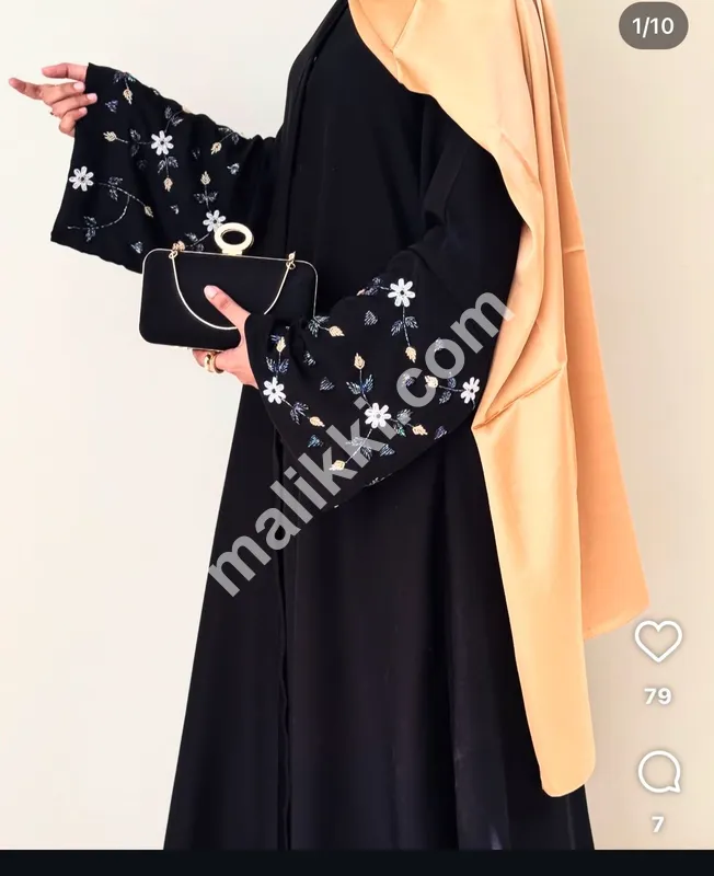 ندا فیبرک ہینڈ ورک آستین عبایا