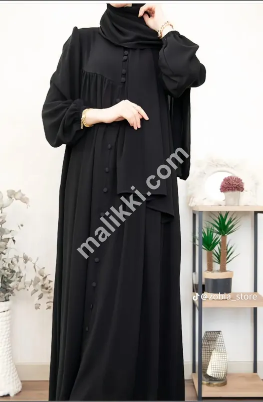 Nida Fabric SImple Black Abaya