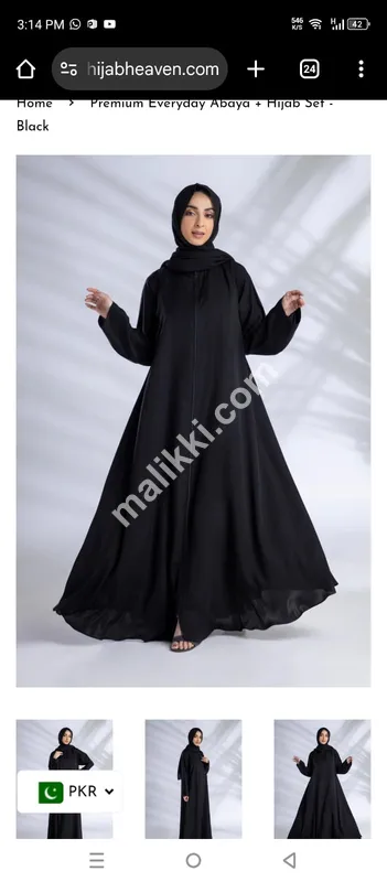 Nida Fabric Simple Black Zipper Abaya